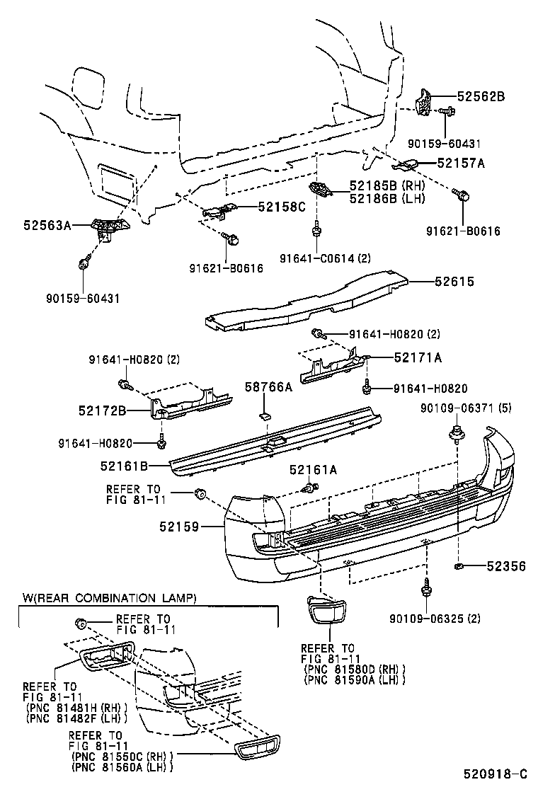 52171-60050 REINFORCEMENT, REAR BUMPER, NO.1 product image