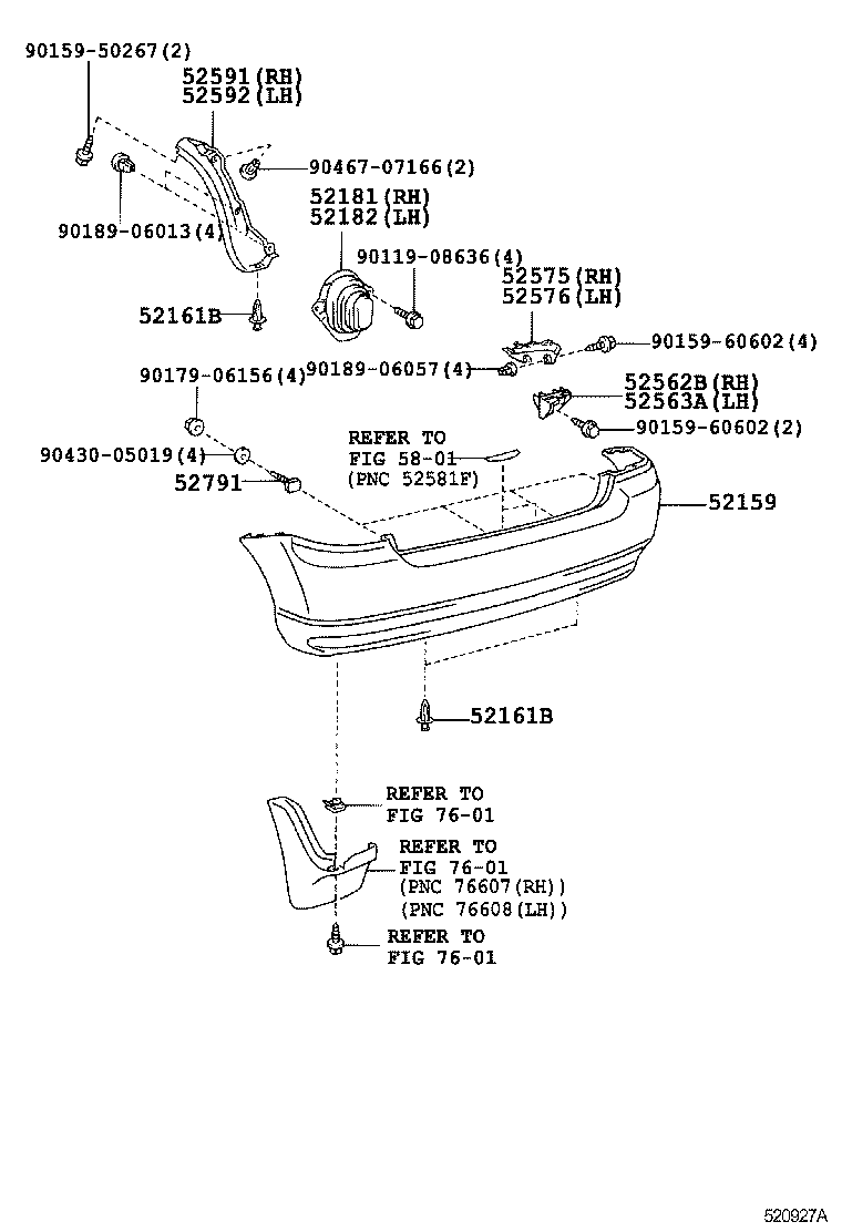 52159-13240-C0 COVER, REAR BUMPER product image