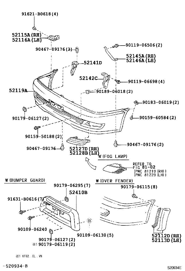 52102-0B060-A0 EXTENSION, FRONT BUMPER, RH product image