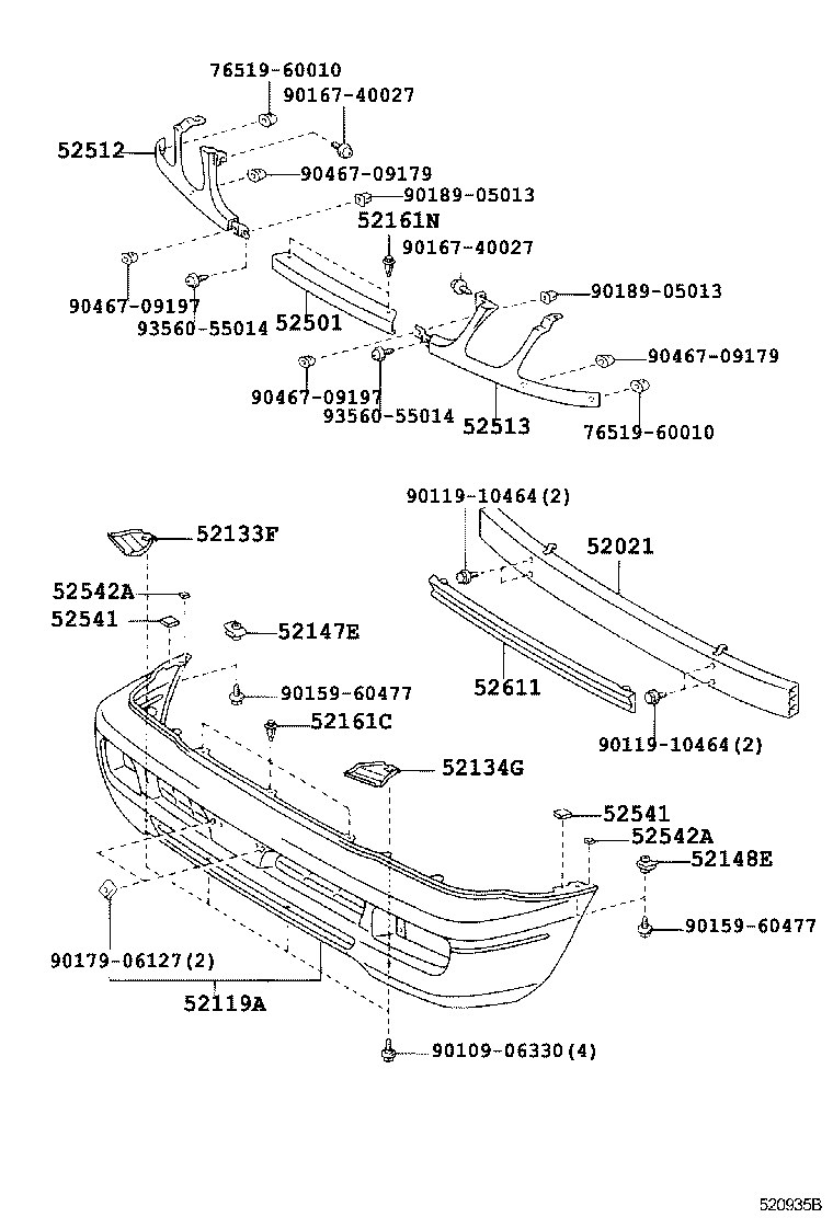 52133-60080 BRACKET, FRONT BUMPER, RH product image