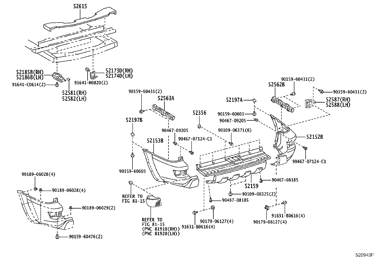 52152-35120 EXTENSION, REAR BUMPER, RH product image