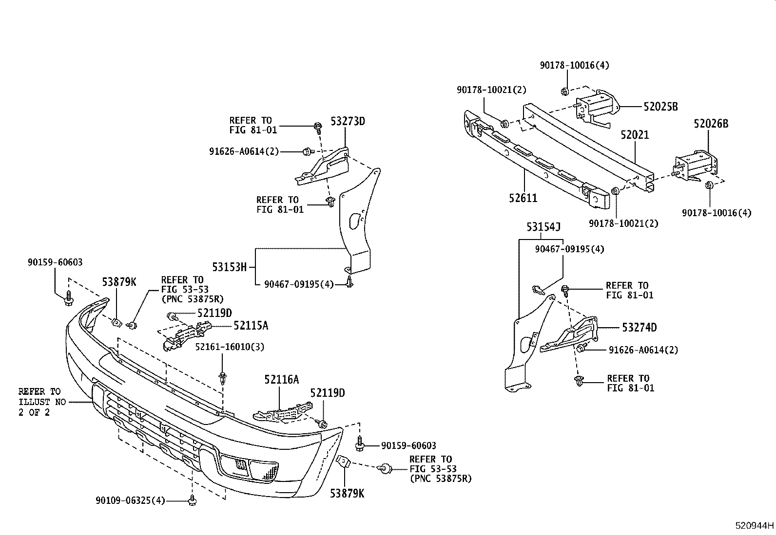 53274-35050 BRACKET, FRONT BUMPER ARM MOUNTING, LH product image