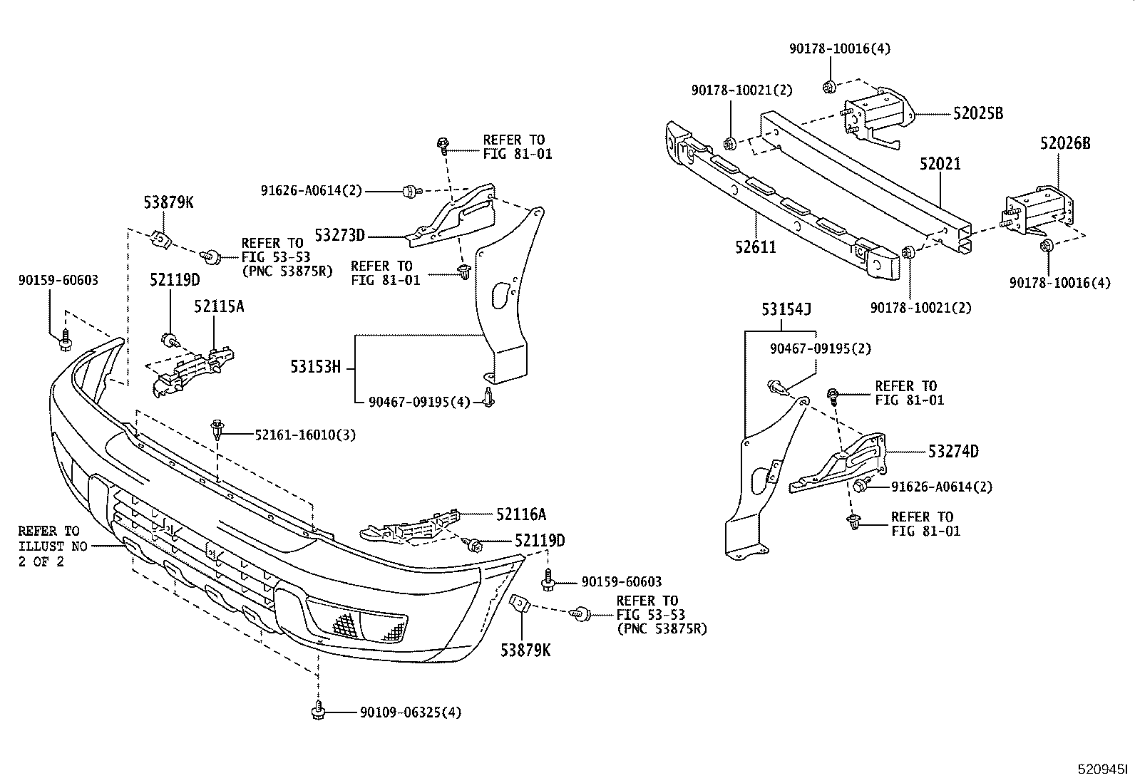 53274-35050 BRACKET, FRONT BUMPER ARM MOUNTING, LH product image