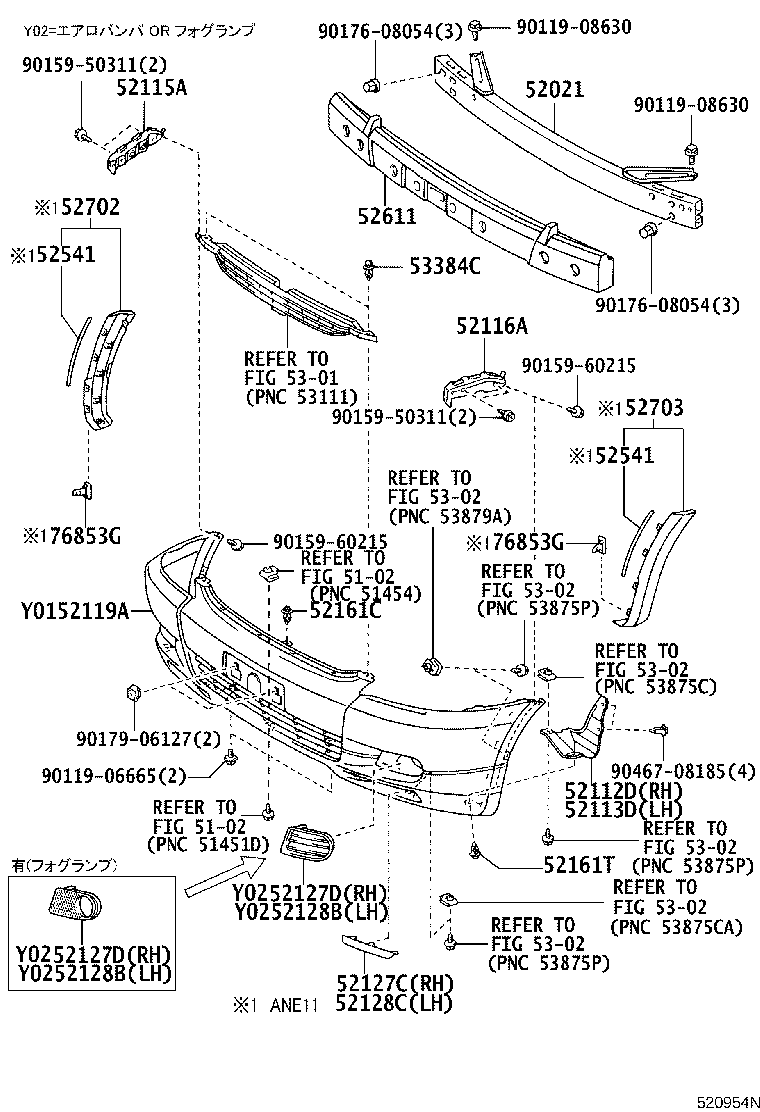 52702-68030-B2 MOULDING SUB-ASSY, FRONT BUMPER SIDE, RH product image