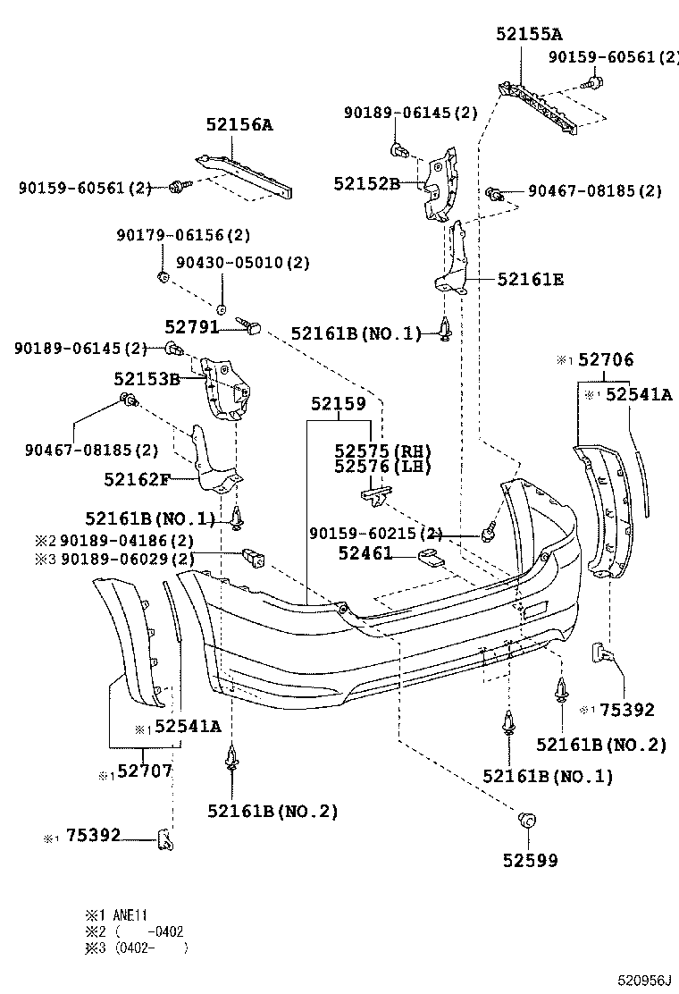 52707-68030-B2 MOULDING SUB-ASSY, REAR BUMPER SIDE, LH product image