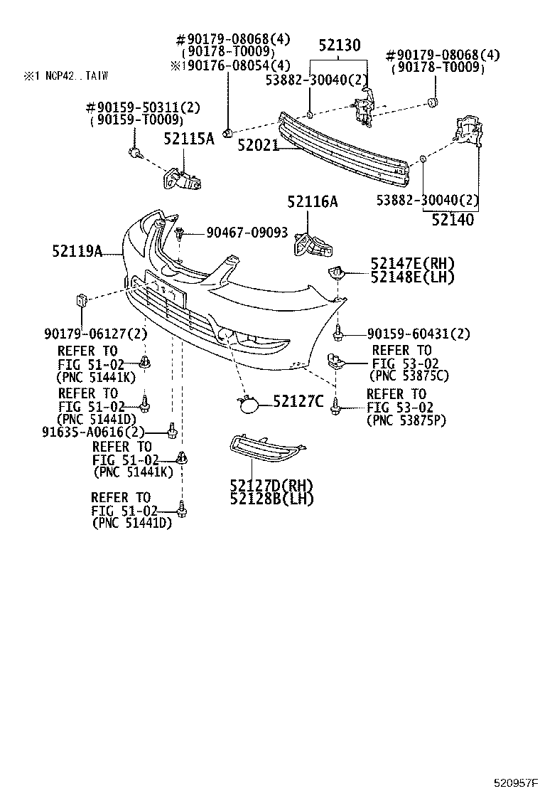 52127-0D120 COVER, FRONT BUMPER HOLE, RH product image