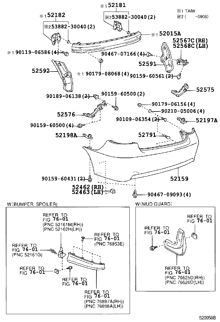 52197-0D010 BRACKET, REAR BUMPER SEAL, RH product image