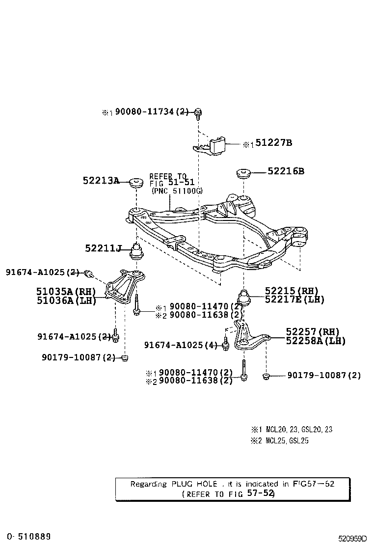 Toyota 51023-08010 BRACE, FRONT SUSPENSION MEMBER, REAR RH