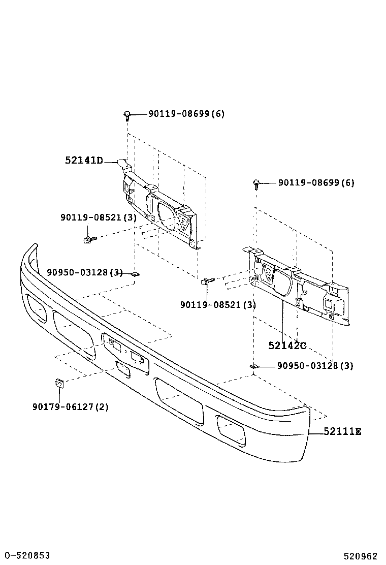 52142-37111 STAY, FRONT BUMPER, LH product image