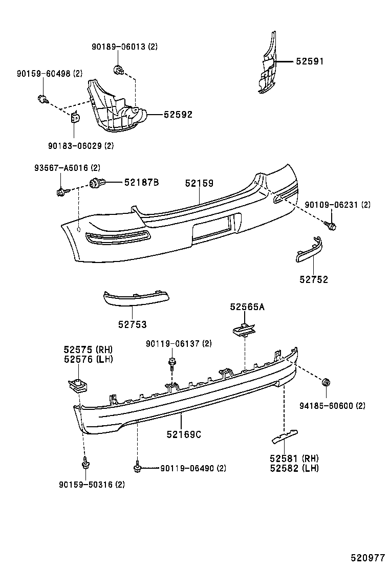 52159-52010 COVER, REAR BUMPER product image