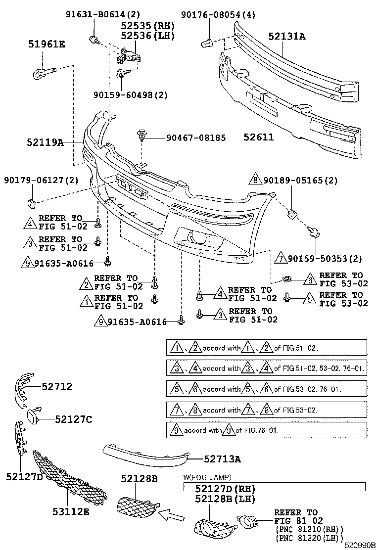 52128-52040 COVER, FRONT BUMPER HOLE, LH product image