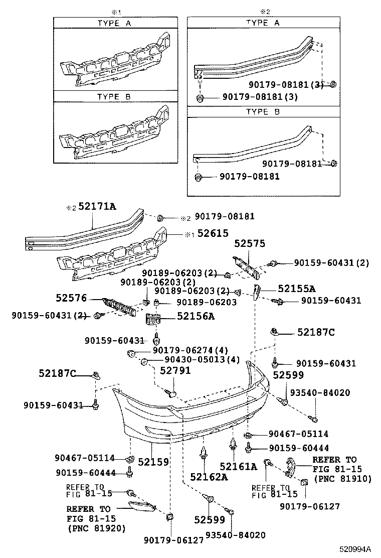 52171-48100 REINFORCEMENT, REAR BUMPER, NO.1 product image