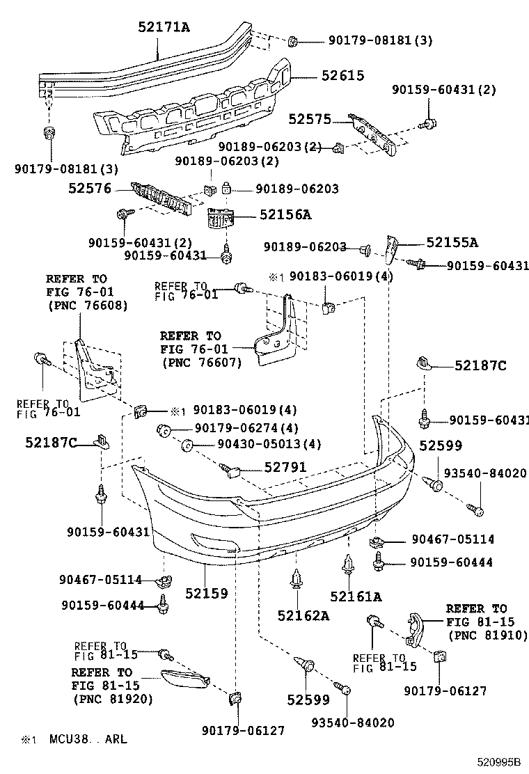 52171-48090 REINFORCEMENT, REAR BUMPER, NO.1 product image