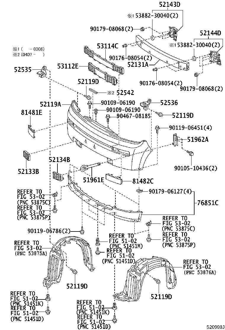 Toyota 52535-52040 RETAINER, FRONT BUMPER SIDE, RH