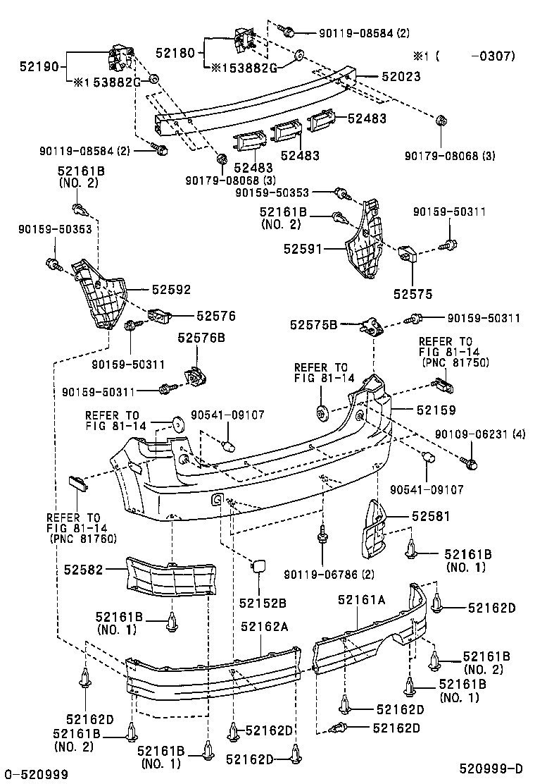 Toyota 52162-52904 PIECE, REAR BUMPER, LH