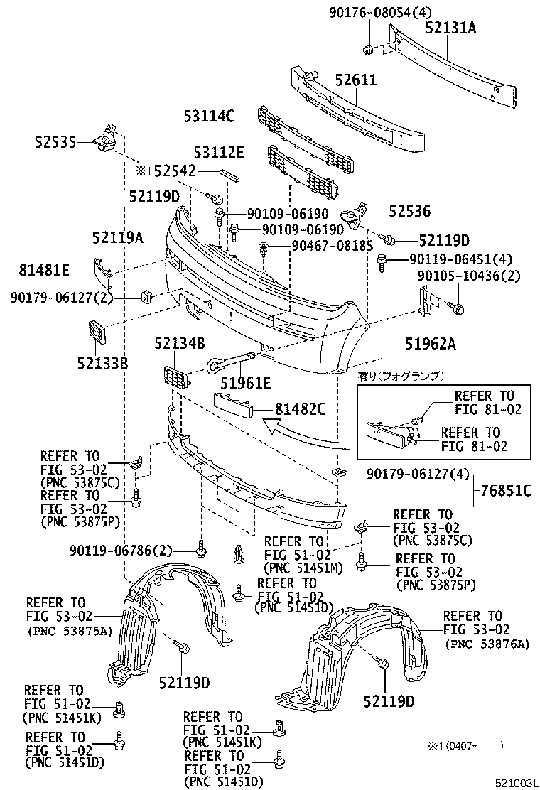 52127-52060-J1 COVER, FRONT BUMPER HOLE, RH product image
