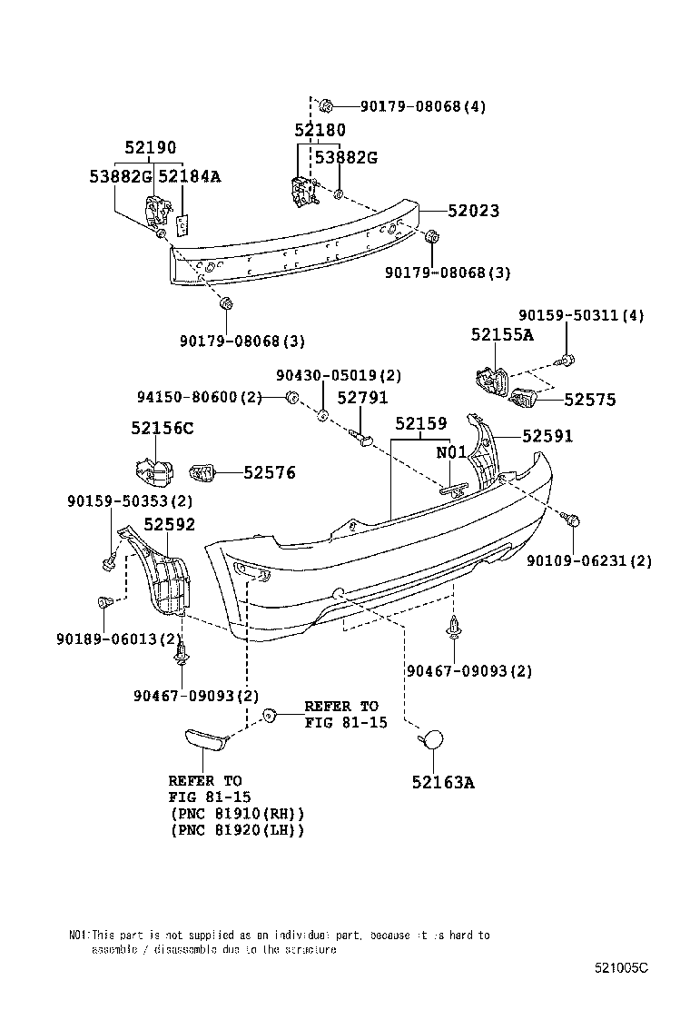 52171-52040 REINFORCEMENT SUB-ASSY, REAR BUMPER product image