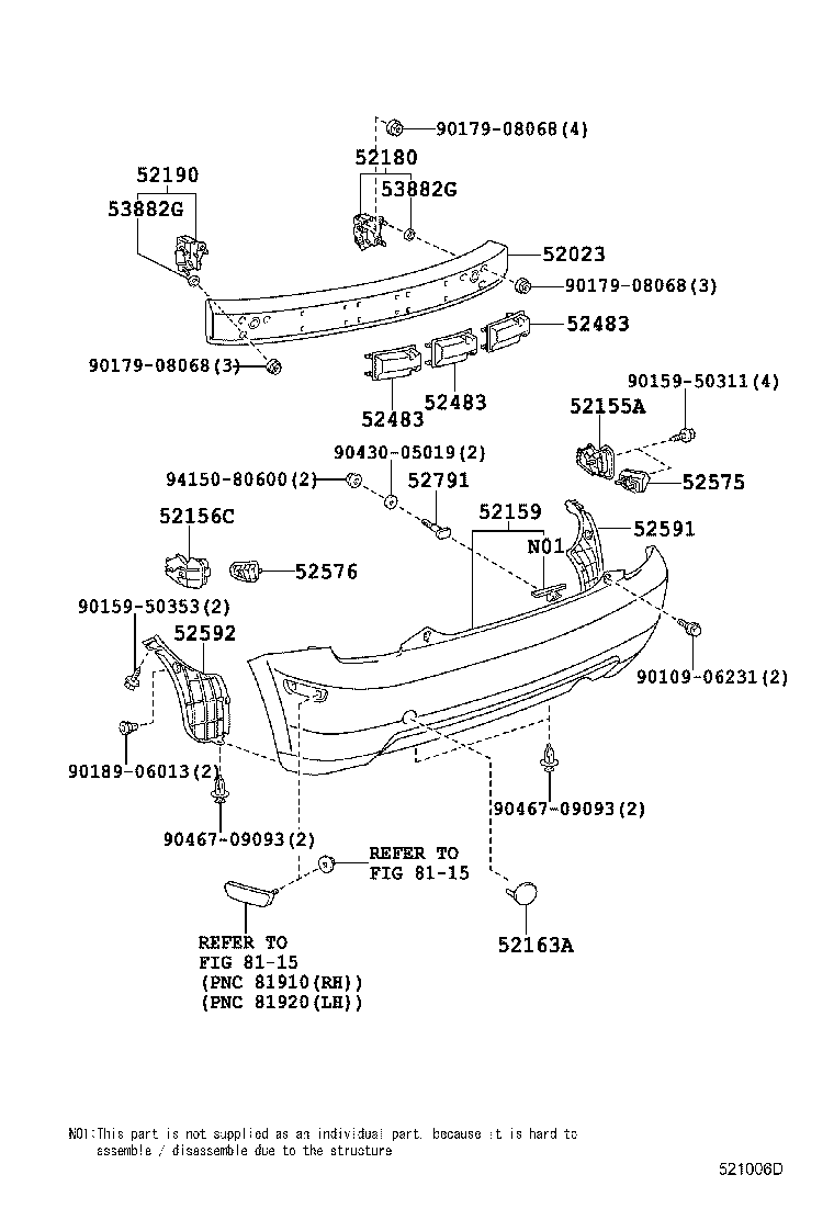 52023-52080 REINFORCEMENT SUB-ASSY, REAR BUMPER product image