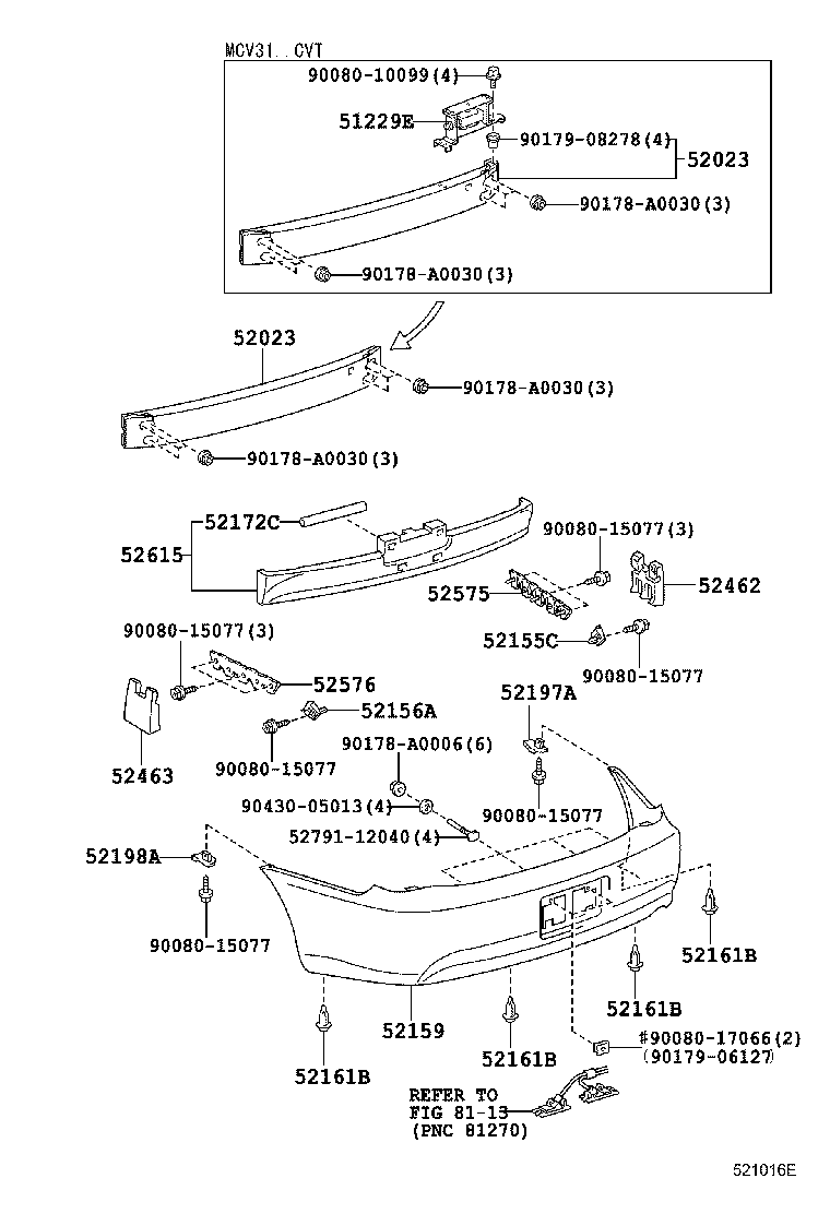 Toyota 52462-06010 PAD, REAR BUMPER, RH