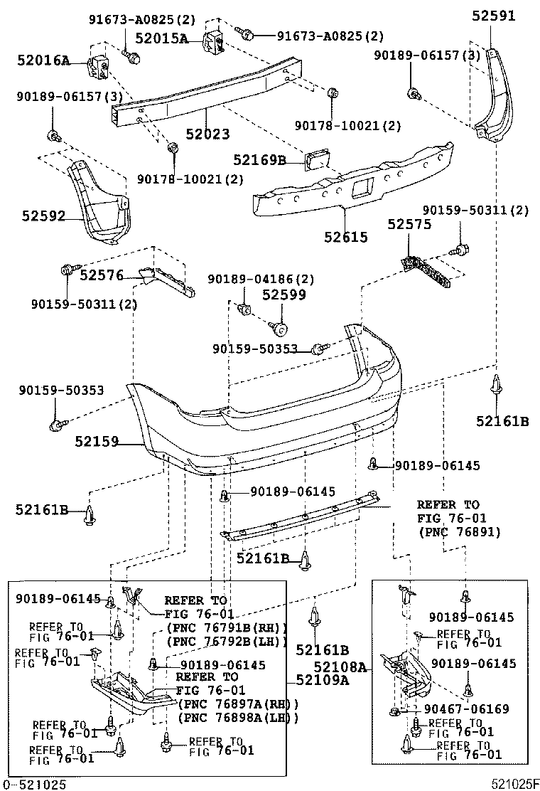 Toyota 52599-68020 STOPPER, REAR BUMPER, UPPER