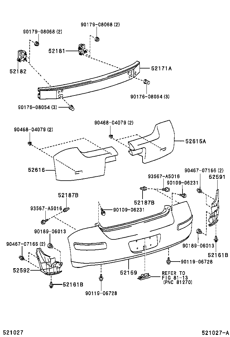 52182-52060 ARM, REAR BUMPER, LH product image