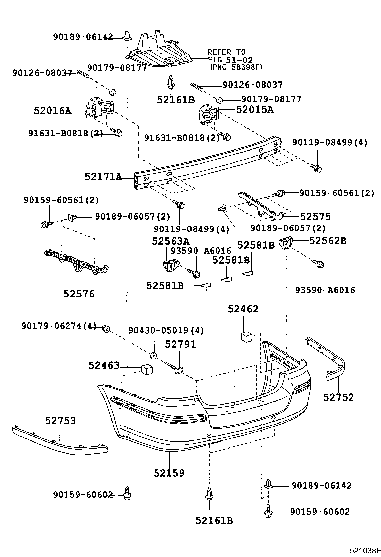 52159-05090-B0 COVER, REAR BUMPER product image