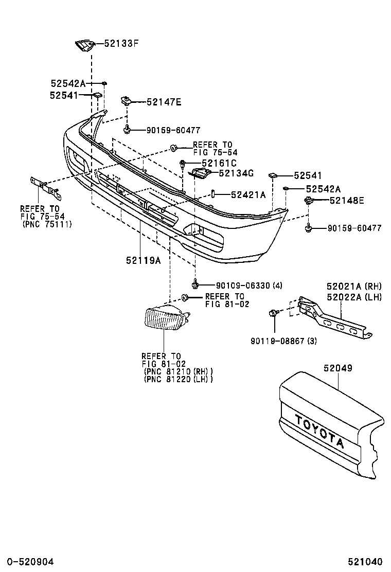 52138-60060 BRACKET, FRONT BUMPER ARM MOUNTING, NO.4 product image