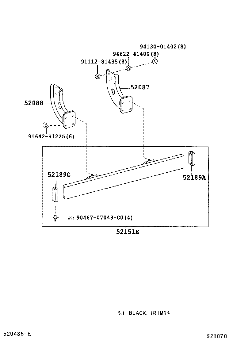 52151-37340 STAY SUB-ASSY, REAR BUMPER SIDE, RH product image