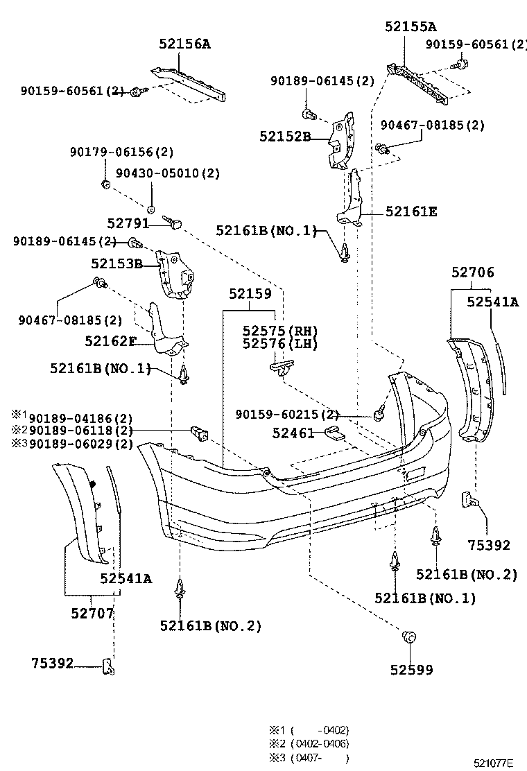 52576-68010 RETAINER, REAR BUMPER SIDE, LH product image
