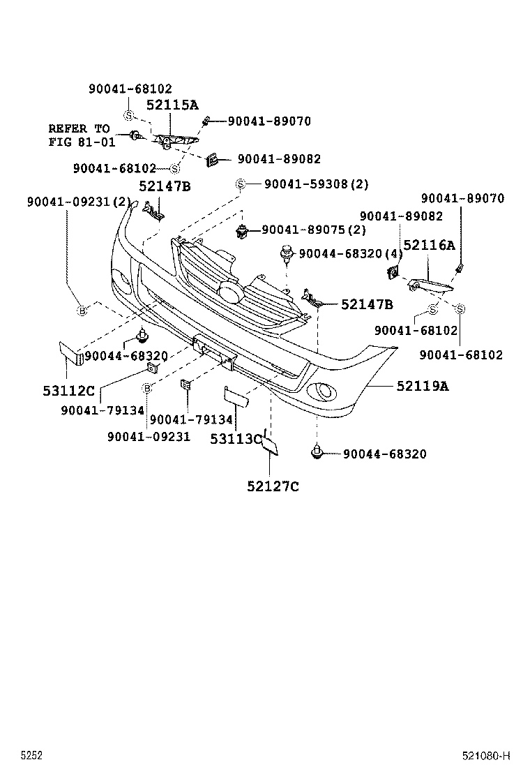 Toyota 53113-BZ040 GRILLE, RADIATOR, LOWER LH