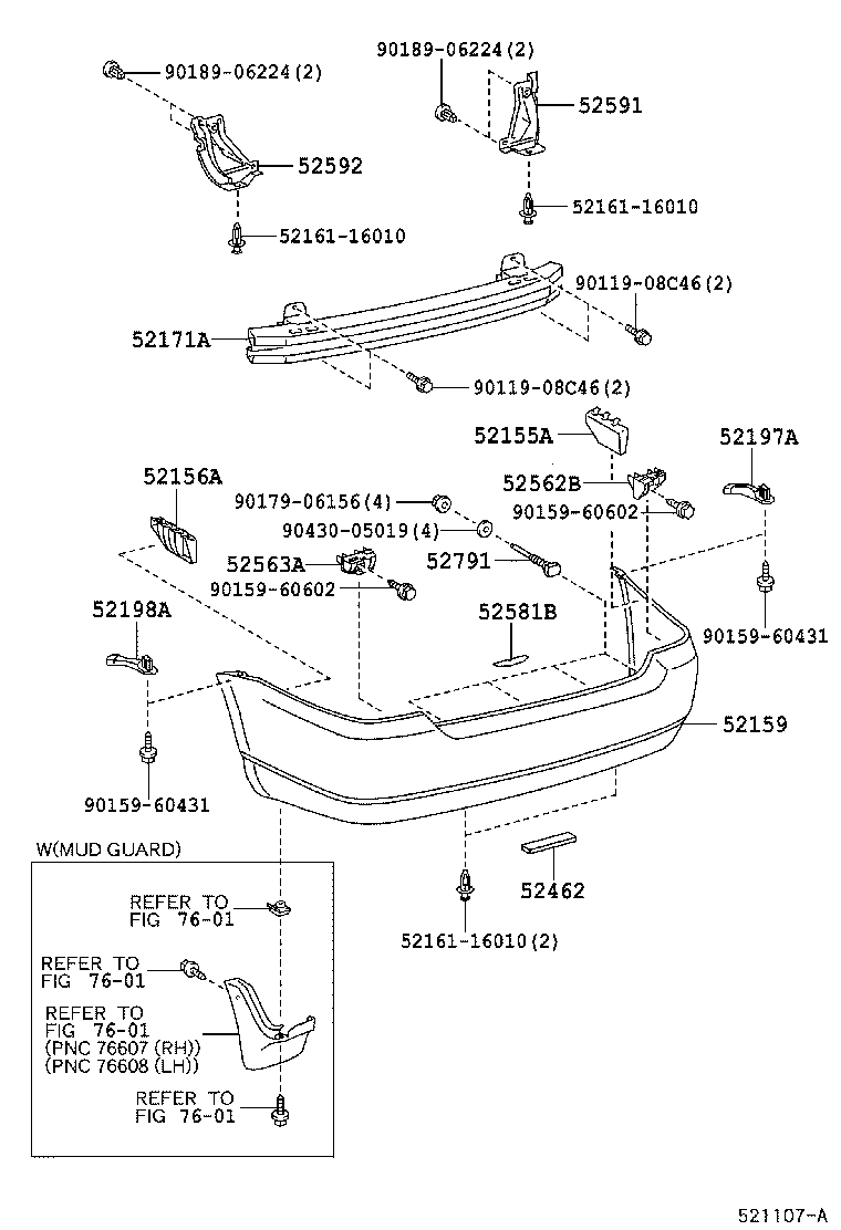 52156-12270 SUPPORT, REAR BUMPER SIDE, LH product image