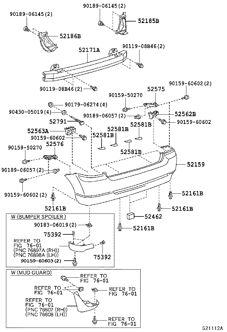 52563-02010 RETAINER, REAR BUMPER, UPPER LH product image