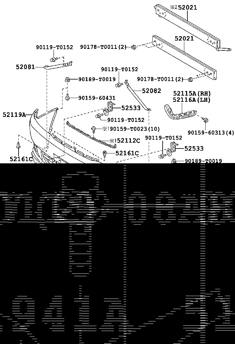 52021-0K010 REINFORCEMENT SUB-ASSY, FRONT BUMPER product image