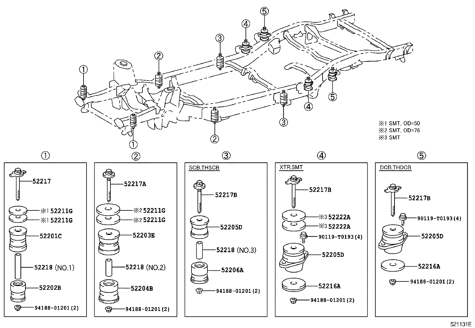 Toyota 52202-0K020 CUSHIION SUB-ASSY, CAB MOUNTING, NO.1 LOWER