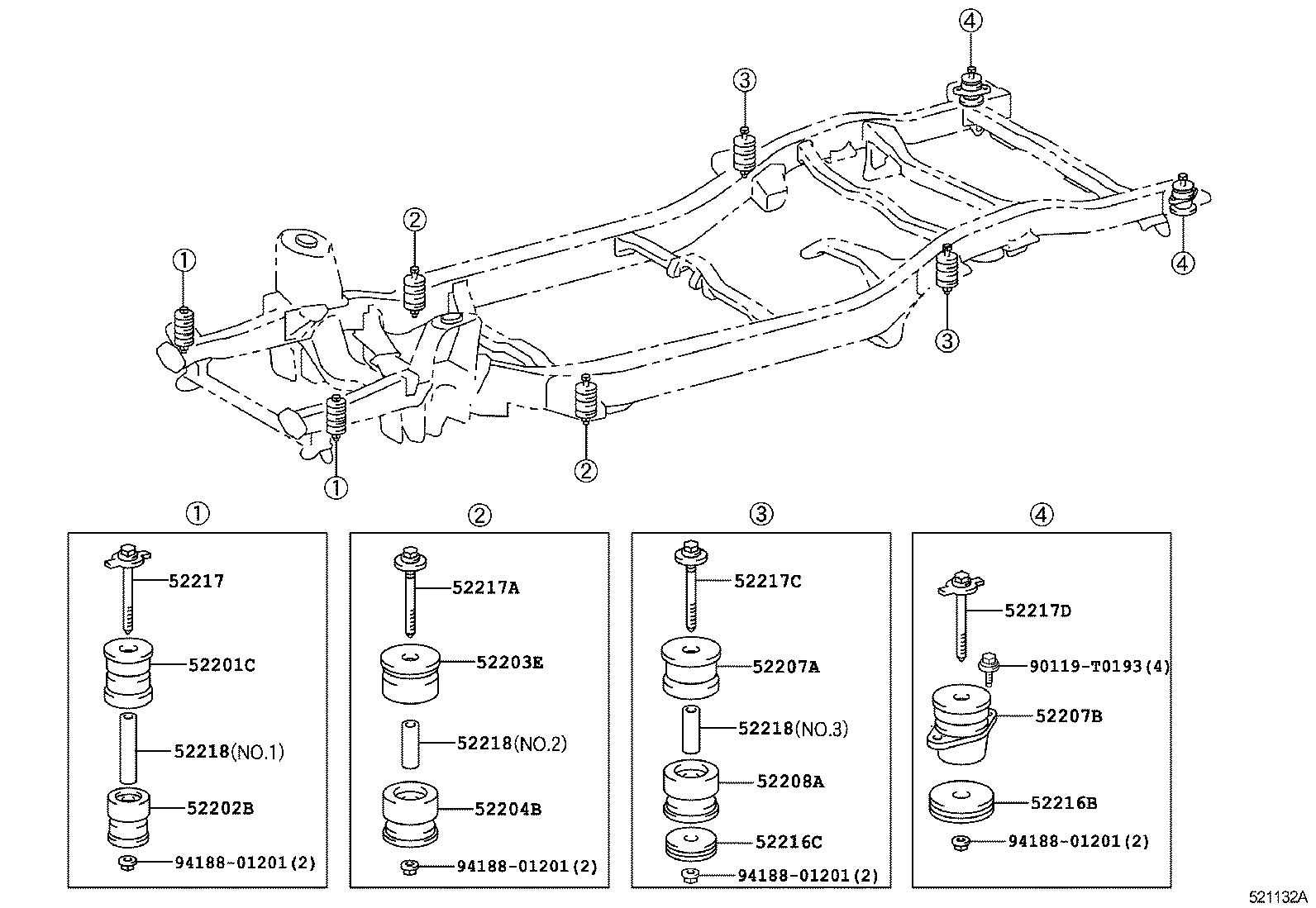 52204-0K050 CUSHION SUB-ASSY, CAB MOUNTING, NO.2 LOWER product image