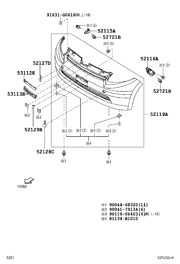 52127-B1010-W6 COVER, FRONT BUMPER HOLE, RH product image