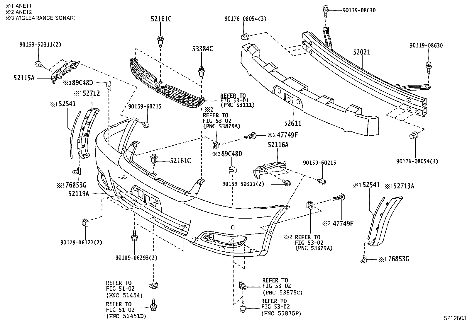 52021-68010 REINFORCEMENT SUB-ASSY, FRONT BUMPER product image