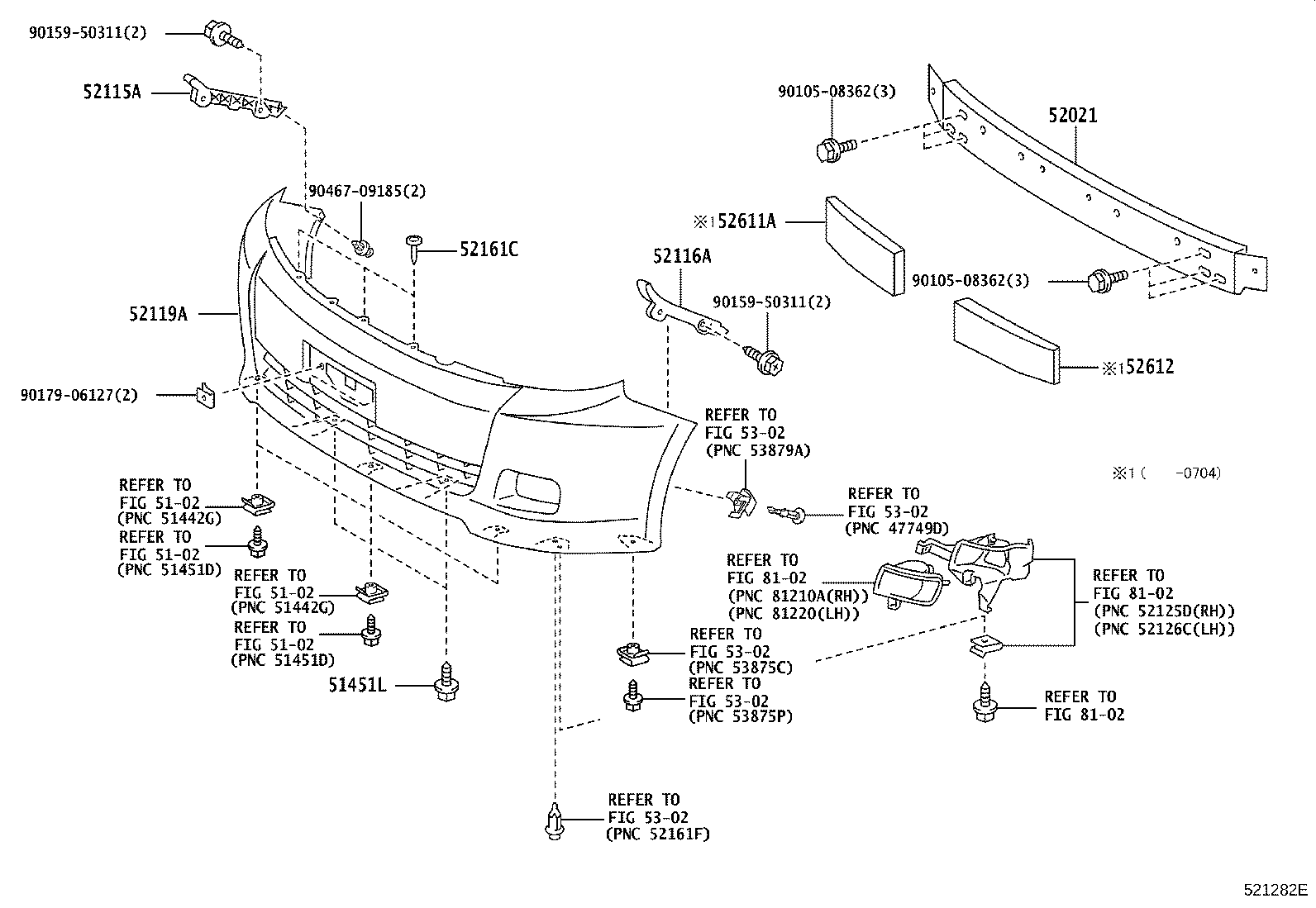 52021-44020 REINFORCEMENT SUB-ASSY, FRONT BUMPER product image