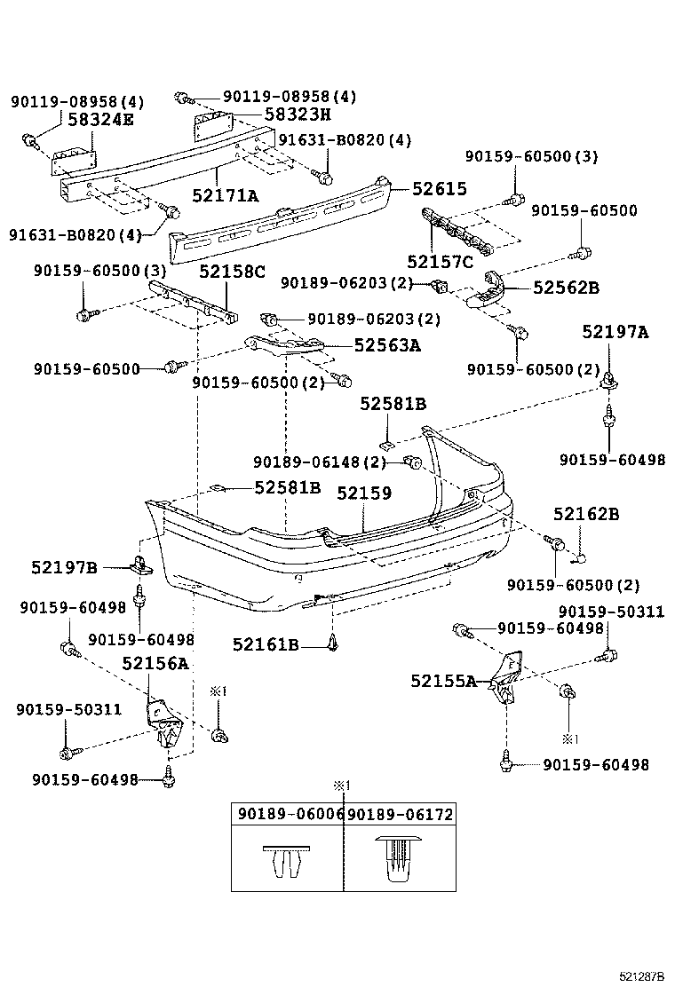 52155-30060 SUPPORT, REAR BUMPER SIDE, RH product image