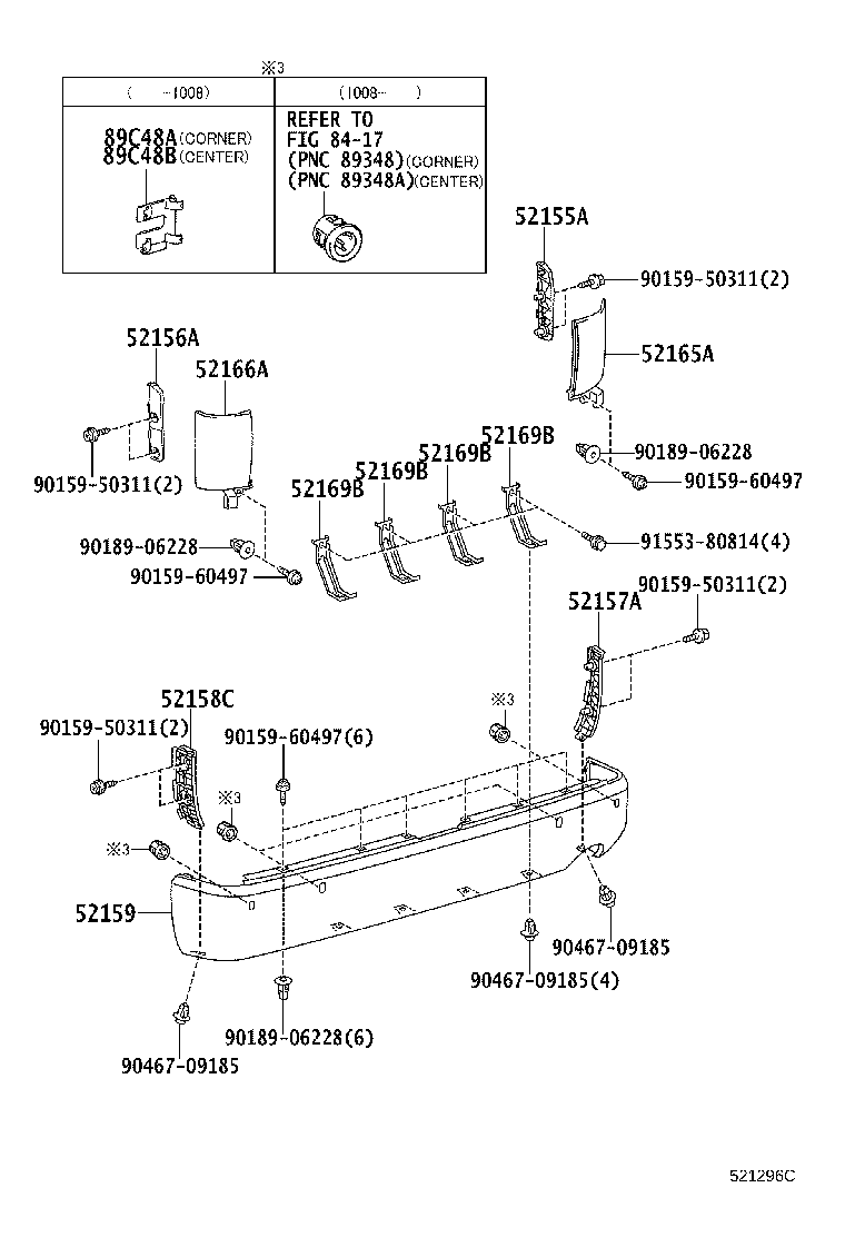 Toyota 58385-26070 BRACKET, REAR BUMPER, CENTER
