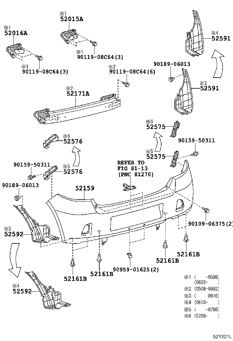 52016-52030 ARM SUB-ASSY, REAR BUMPER, LH product image