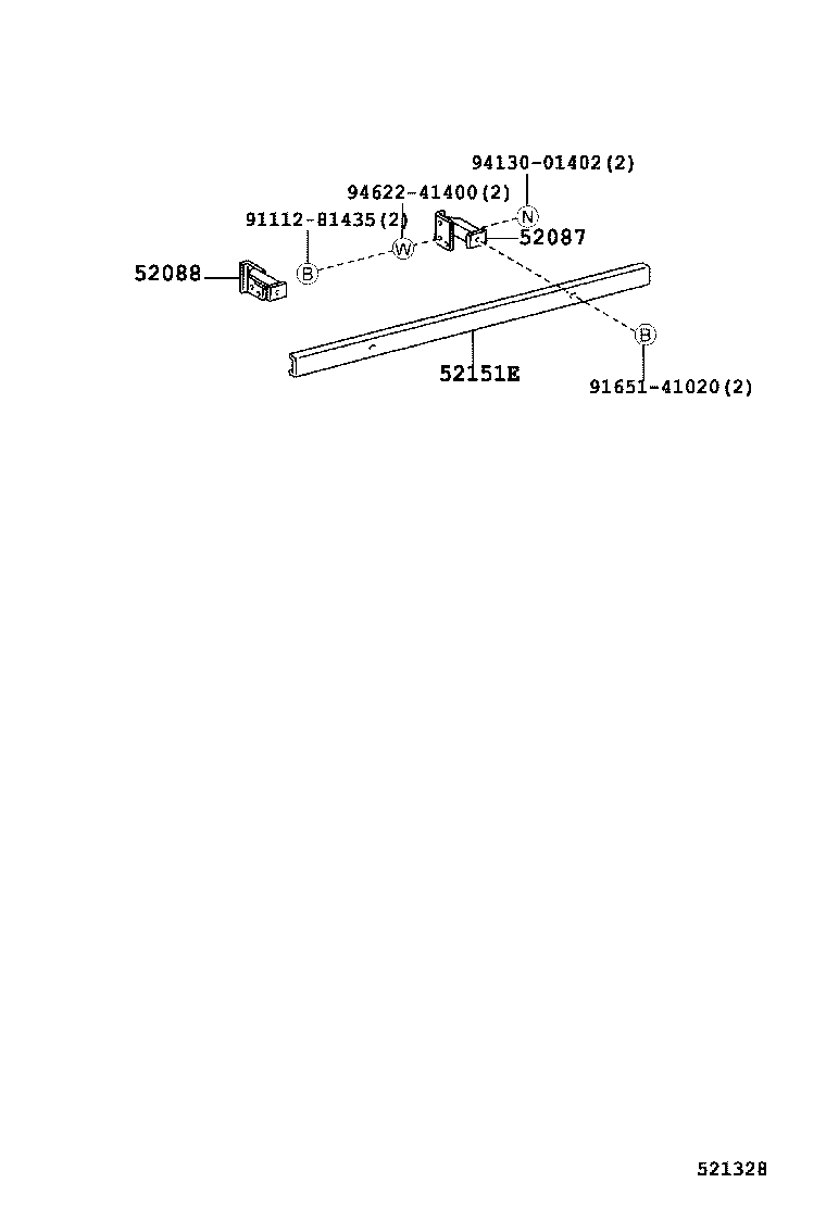 52151-37340 STAY SUB-ASSY, REAR BUMPER SIDE, RH product image