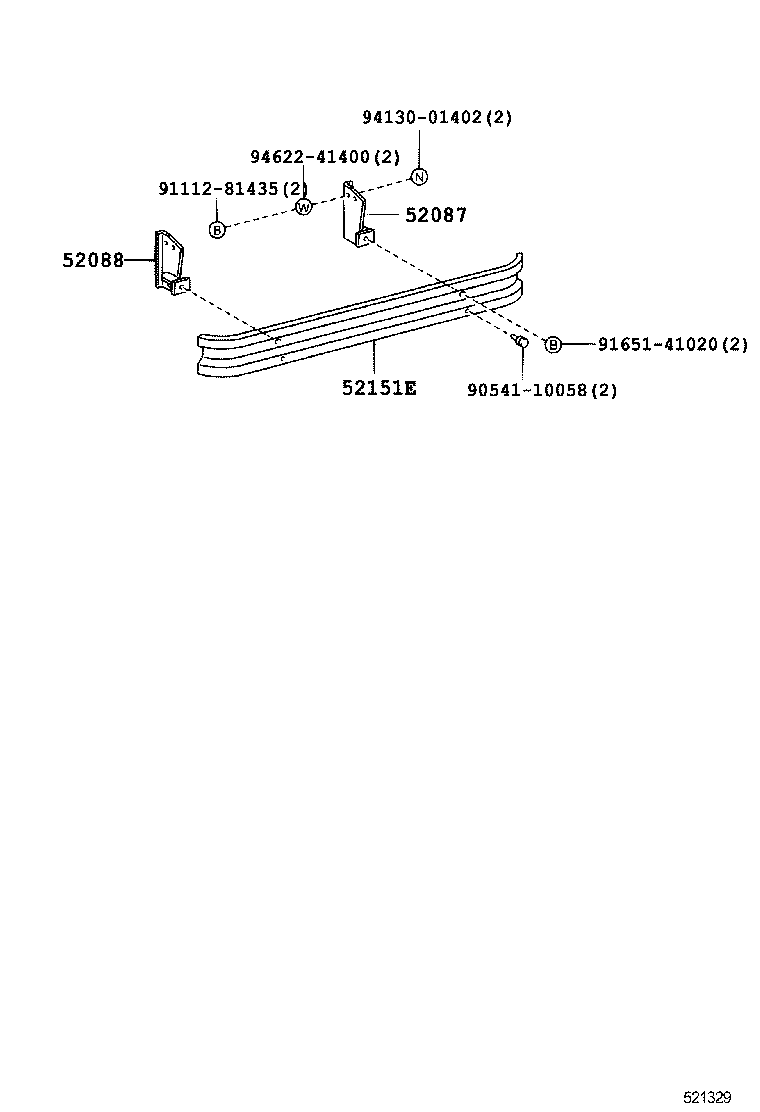 52151-37340 STAY SUB-ASSY, REAR BUMPER SIDE, RH product image