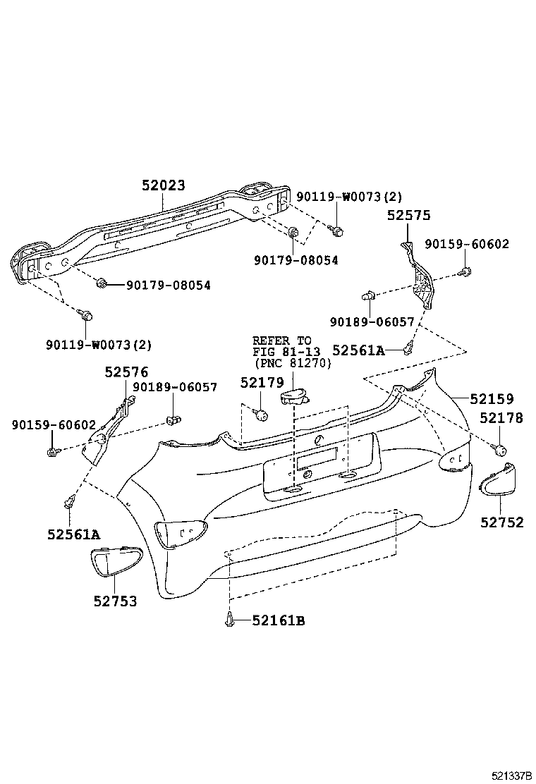 52161-16010 PIECE, REAR BUMPER product image