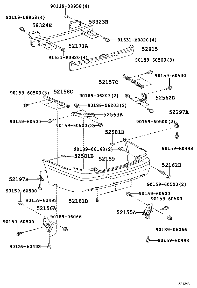 52159-0N901 COVER, REAR BUMPER product image