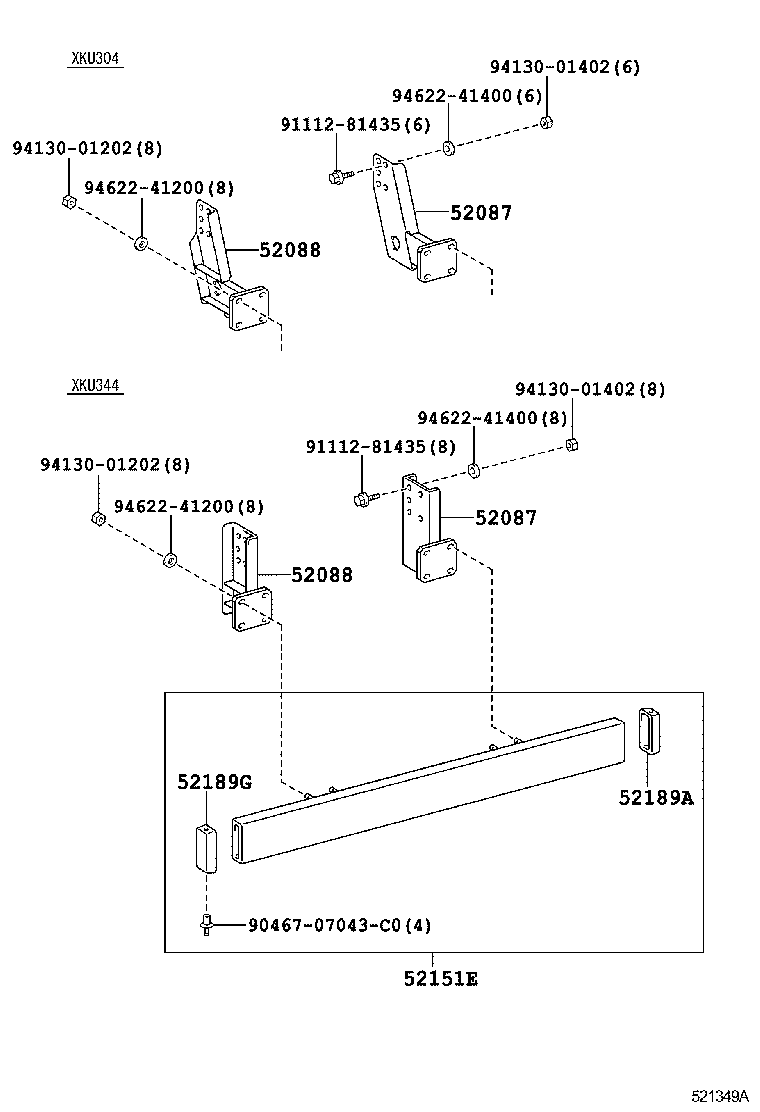 52151-37340 STAY SUB-ASSY, REAR BUMPER SIDE, RH product image
