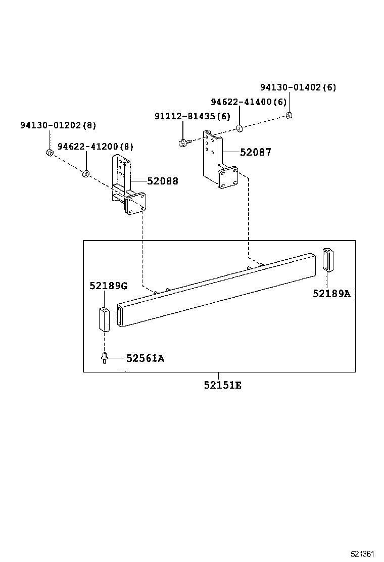52087-37170 STAY SUB-ASSY, REAR BUMPER SIDE, RH product image