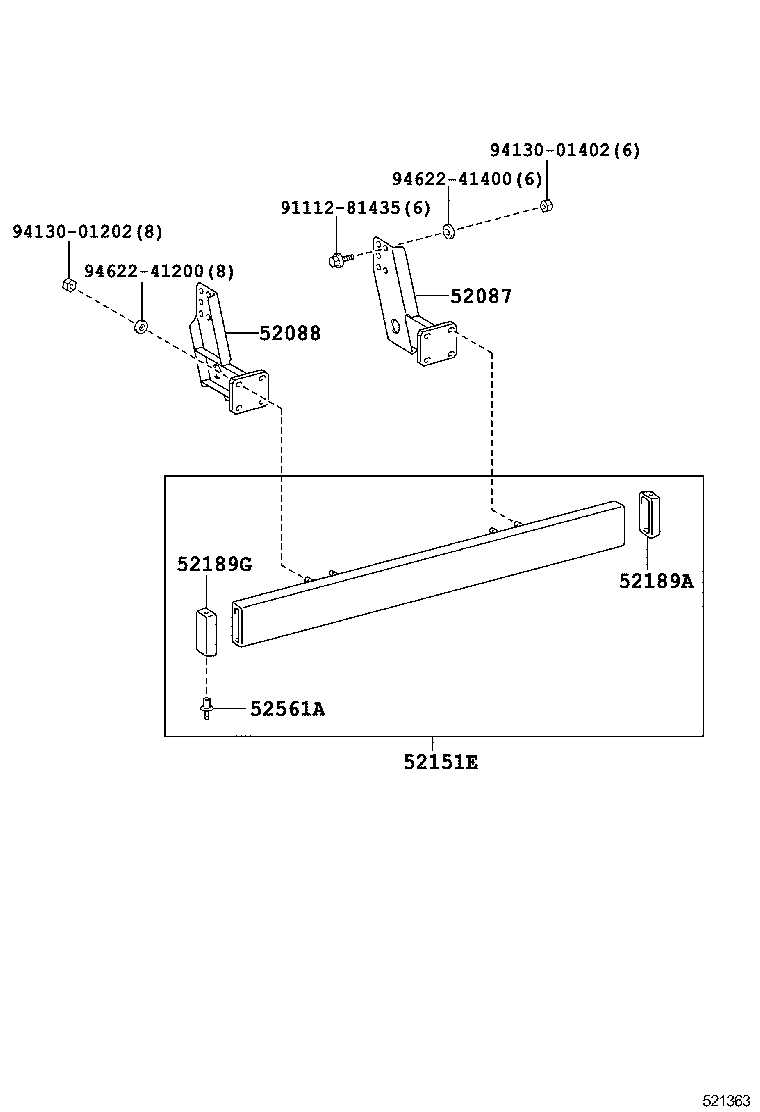 52087-37170 STAY SUB-ASSY, REAR BUMPER SIDE, RH product image