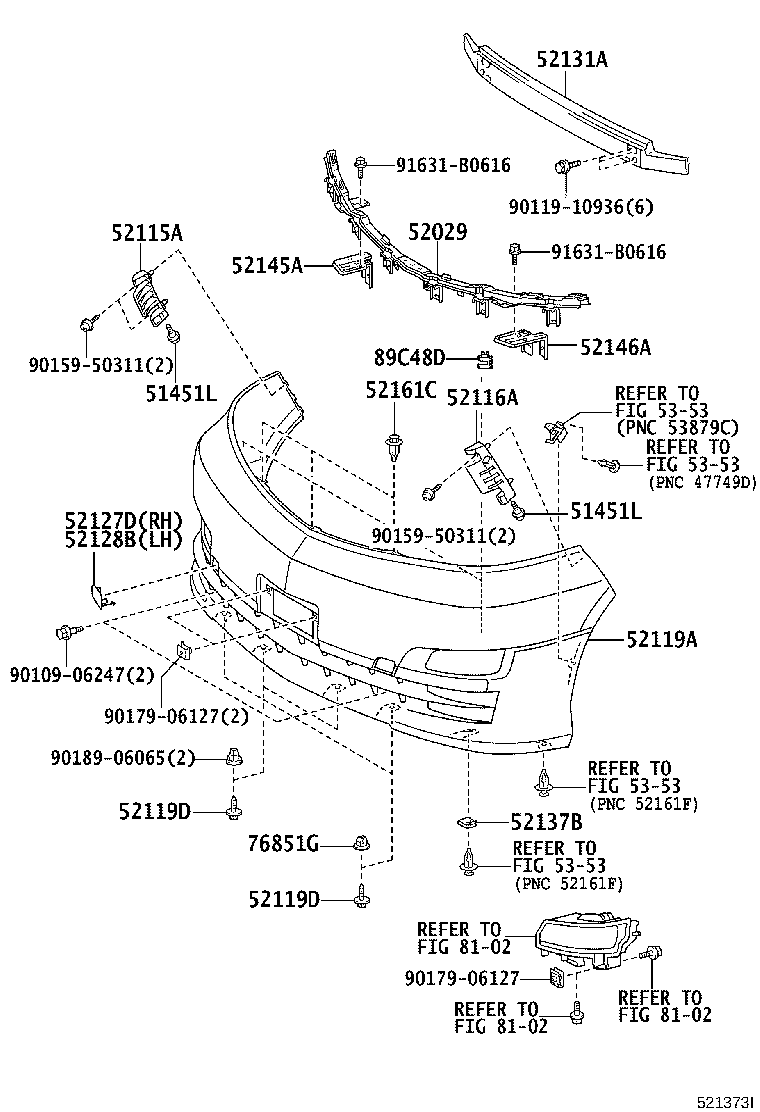 52128-58040-A0 COVER, FRONT BUMPER HOLE, LH product image