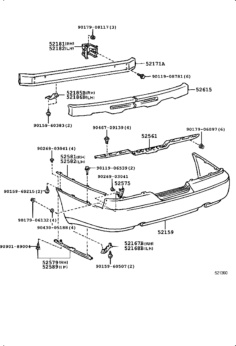 52461-30070 PAD, REAR BUMPER, CENTER product image